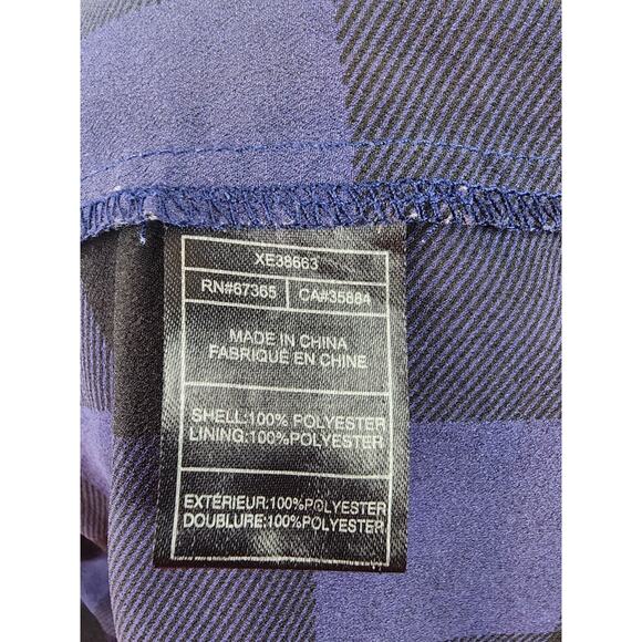 BB Dakota Keenan Navy Blue Plaid Shirt Dress Long Cuffed Button Sleeves Size 18 - Picture 12 of 13